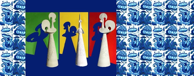 Zeitgenössischer portugiesischer Pappmaché-Hahn, Barcelos-Hahn inspiriert, Nacional portugiesischer Preis für zeitgenössisches Handwerk 2011, auf Bestellung gefertigt Bild 2
