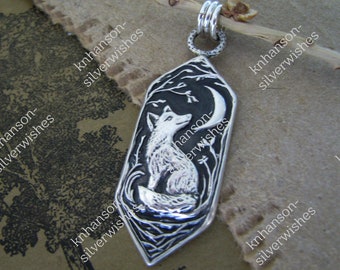 Bright Little Fox, Personalized Sterling Silver Pendant, Handmade Original, by SilverWishes