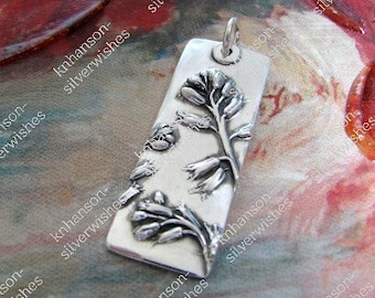 Joy Pendant, Fine Silver, Natural Plant Reproduction, Artisan Original and Exclusive by SilverWishes, Recycled Silver