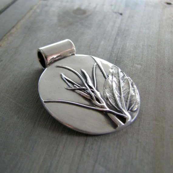 Wander Fine Silver Pendant Handmade by SilverWishes Earth Jewelry Natural Vines and Leaf
