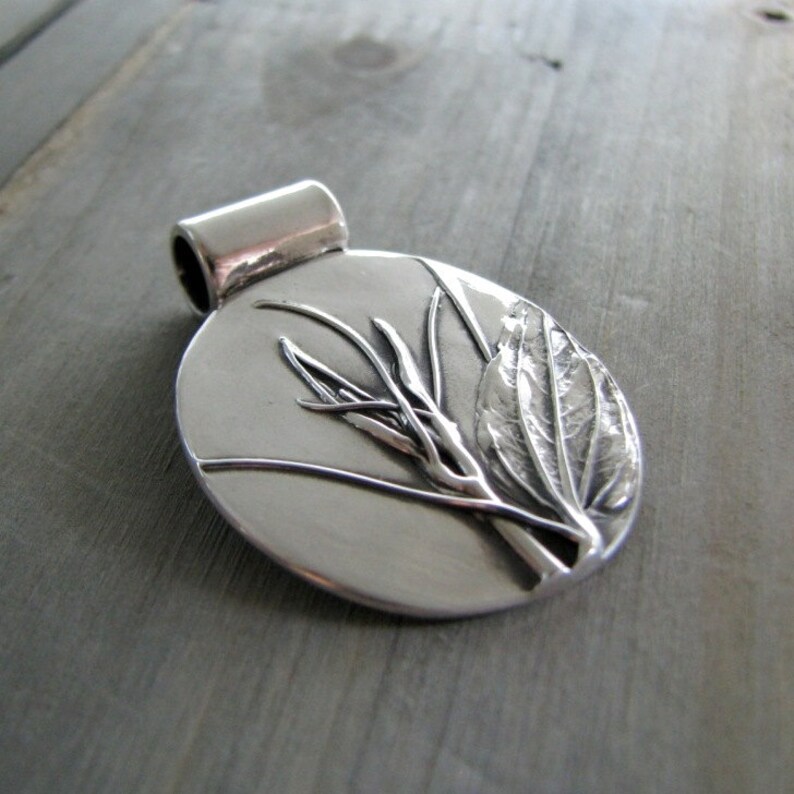 Wander Fine Silver Pendant Handmade by SilverWishes Earth Jewelry Natural Vines and Leaf