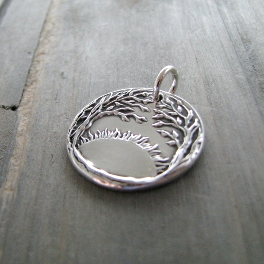 Forest Sunrise, Personalized Fine Silver Pendant, Handmade in Recycled ...