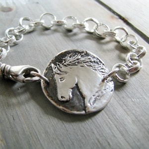 Personalized Horse Jewelry, Fine Silver Horse Bracelet, Handmade by SilverWishes
