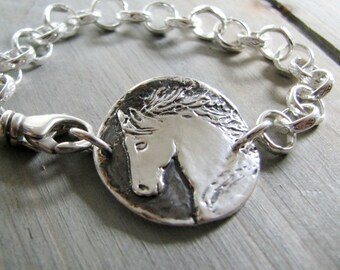 Personalized Horse Jewelry, Fine Silver Horse Bracelet, Handmade by SilverWishes