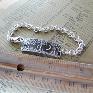 Forest Moon Bracelet No. 4, Fine Silver Jewelry, Handmade in Recycled Silver From Original Carving, by SilverWishes