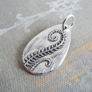 Fiddleheads, Artisan PMC Jewelry, Fine Silver Fern Pendant, SilverWishes Original and Exclusive