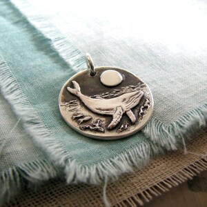 Whale Song, Whale and Moon Pendant, Handmade Original and Exclusive by SilverWishes, Fine and Sterling Silver image 2