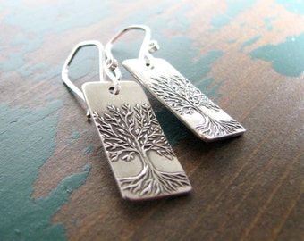 Spring, Fine Silver Tree Earrings, Artisan Handmade by SilverWishes, Original and Exclusive Design