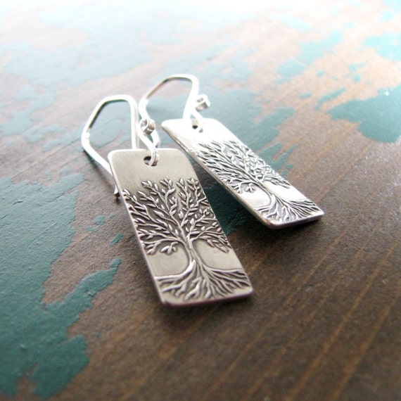 Spring, Fine Silver Tree Earrings, Artisan Handmade by SilverWishes, Original and Exclusive Design