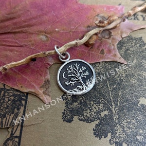 The Goodnight Tree, Handmade Sterling Silver Moon and Tree Pendant, Original and Exclusive, Personalized. zdjęcie 5