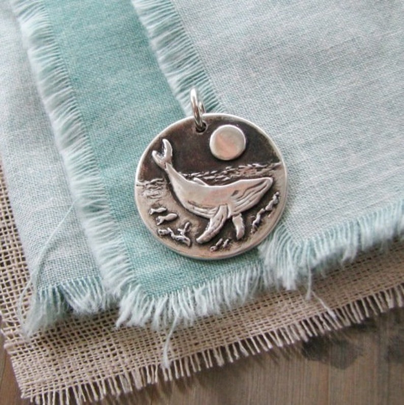 Whale Song, Whale and Moon Pendant, Handmade Original and Exclusive by SilverWishes, Fine and Sterling Silver image 5