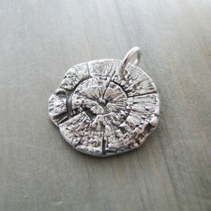 The Secret Lives of Trees, Fine Silver Tree Rings and Texture Pendant, Handmade by SilverWishes
