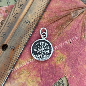 The Goodnight Tree, Handmade Sterling Silver Moon and Tree Pendant, Original and Exclusive, Personalized. zdjęcie 3