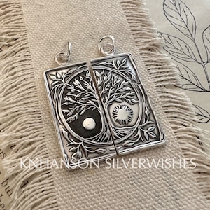 Ensemble de pendentifs personnalisés, éternels, fait main artisanalement, paire de finitions en argent sterling