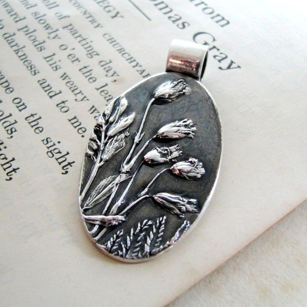 Luister, Fine Silver Flower Hanger, Natuurlijke Plantenreproductie, Wilde bloemen, Handgemaakt door SilverWishes