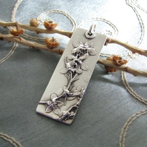 Cherish Pendant, Fine Silver, Natural Plant Reproduction, Artisan Original and Exclusive by SilverWishes, Recycled Silver