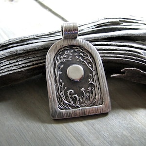 Full Moon Pendant, Open Door Pendant No. 2, Personalized, Moon and Trees, Handmade with Recycled Silver, Original Design by SilverWishes