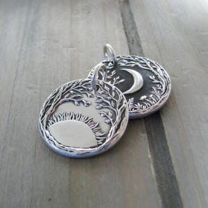Reversible Pendant, Sun and Moon, Fine Silver Pendant, Handmade in ...
