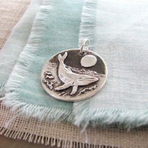 Whale Song, Whale and Moon Pendant, Handmade Original and Exclusive by SilverWishes, Fine and Sterling Silver image 3