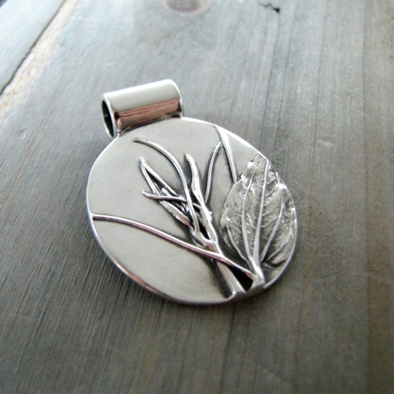 Wander Fine Silver Pendant Handmade by SilverWishes Earth Jewelry Natural Vines and Leaf