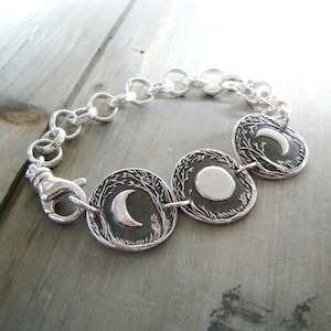 Moon Story No. 2, Moon Phases Bracelet, Fine and Sterling Silver, Recycled Silver, Original and Exclusive by SilverWishes