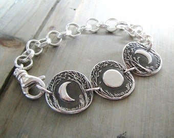 Moon Story No. 2, Moon Phases Bracelet, Fine and Sterling Silver, Recycled Silver, Original and Exclusive by SilverWishes