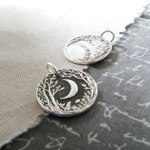 Reversible Pendant, Sun and Moon, Fine Silver Pendant, Handmade in Recycled Silver From Artisan Original Carvings, by SilverWishes