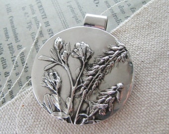 Dance No. 2, Wildflowers, Fine Silver Pendant, Natural Plant Reproduction, Handmade by SilverWishes