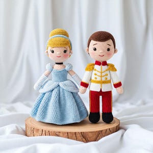 Handmade Crochet Cinderella and Prince Dolls, Handmade Amigurumi, Crochet Animals, Easy Crochet Plushie, Fairy Tale Gift for Kids