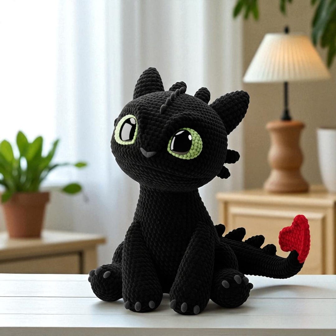 Mini Toothless Dragon Plush Handmade Crochet Toy, Cute Night Fury ...