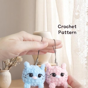 Kitten Keychain Crochet Pattern PDF, No Sew Amigurumi Cat Tutorial, Cute Mini Cat Plush Keyring DIY Gift for Cat Lovers