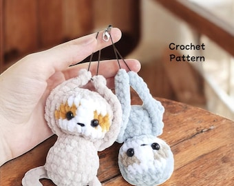 Crochet Pattern Sloth Keychain, Amigurumi Tutorial PDF in English, Cute Sloth Keychain Crochet Pattern, Christmas Gift, Baby Shower Present