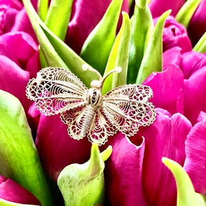 Vintage Butterfly Brooch, Silver Butterfly Brooch, Silver Filigree Brooch, Antique Silver Filigree Brooch, Vintage Brooch, Antique Brooch