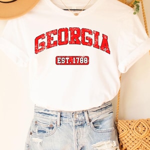 ジョージアTシャツ、ジョージアシャツ、ジョージア州シャツ、ジョージアTシャツ、ジョージアギフト、ジョージアシャツ、ジョージアファンクルーネックシャツ