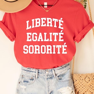 Liberte Tee, Egalite, femme, gelijkheid, vrijheid, Frans T-shirt, Liberte Tee, damesshirt, dames-T-shirt, cadeau, cadeau-T-shirt