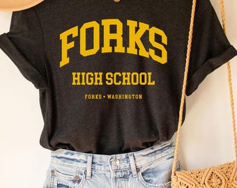 Camiseta de la escuela secundaria Forks, Escuela secundaria Forks, Camiseta Twilight, Camiseta de la ciudad de Forks, Escuela secundaria Forks, Camiseta de Washington, Camiseta Cullen