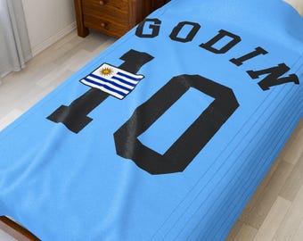 Uruguay Football Jersey Velveteen Plush Blanket, Uruguay Flag Blanket, Uruguay Jersey, Flag of Uruguay, Uruguay jersey Flag
