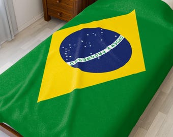 Brazil Velveteen Plush Blanket, Brazil Flag Blanket, Brazil Jersey, Flag of Brazil, Brazil jersey Flag Blanket, Brazil football