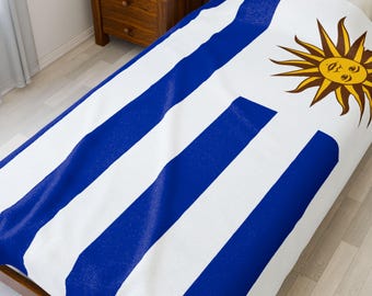 Uruguay Velveteen Plush Blanket, Uruguay Flag Blanket, Uruguay Jersey, Flag of Uruguay, Uruguay jersey Flag Blanket, Uruguay football