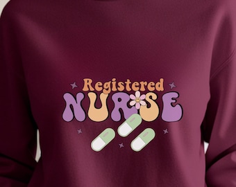 Nurse Sweatshirt : Nurse Hoodie with adding text option,  Gildan 18000 & 18500
