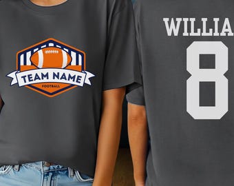 Comfort Colors® Football Shirt : Customized Team, Player Name and Number Tee