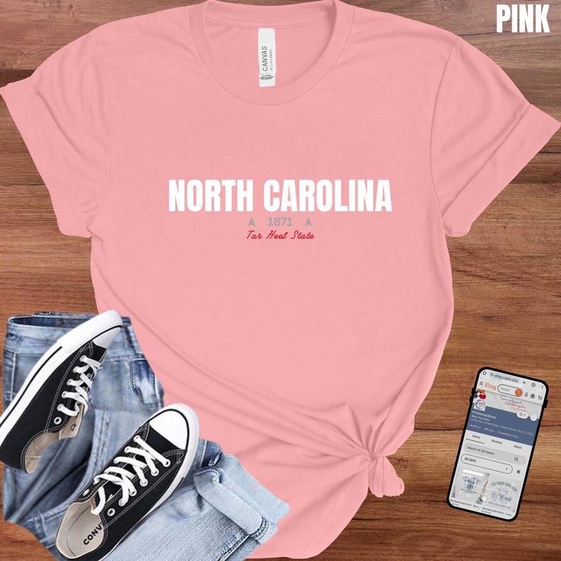 North Carolina T-Shirt : Distressed Fonts, State Pride Tee image 12