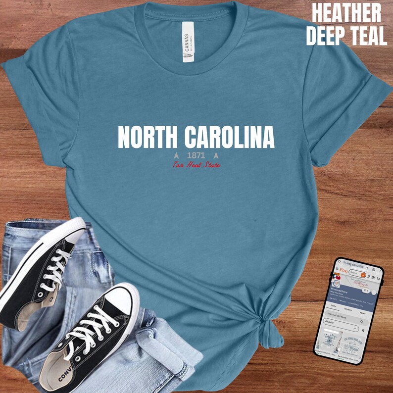 North Carolina T-Shirt : Distressed Fonts, State Pride Tee image 10
