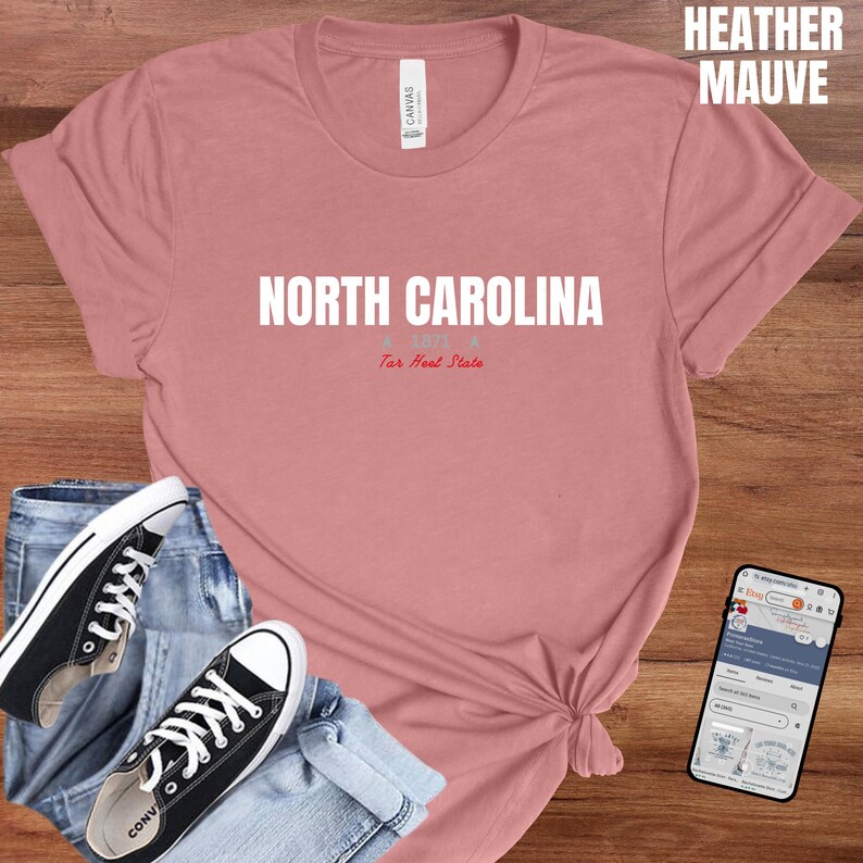 North Carolina T-Shirt : Distressed Fonts, State Pride Tee image 8