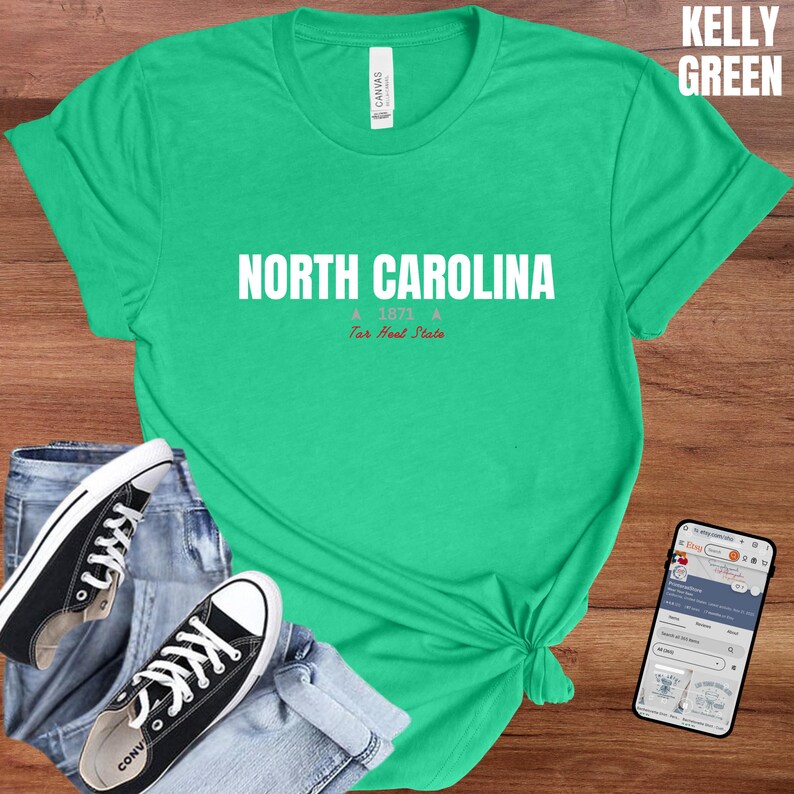 North Carolina T-Shirt : Distressed Fonts, State Pride Tee image 5