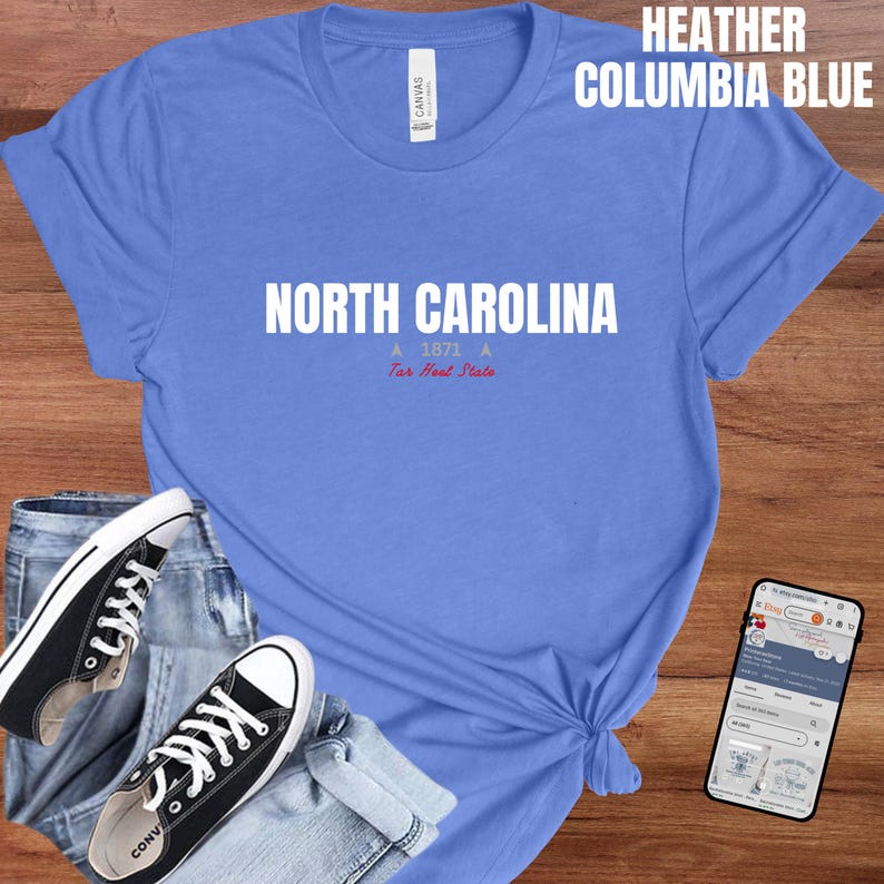 North Carolina T-Shirt : Distressed Fonts, State Pride Tee image 14
