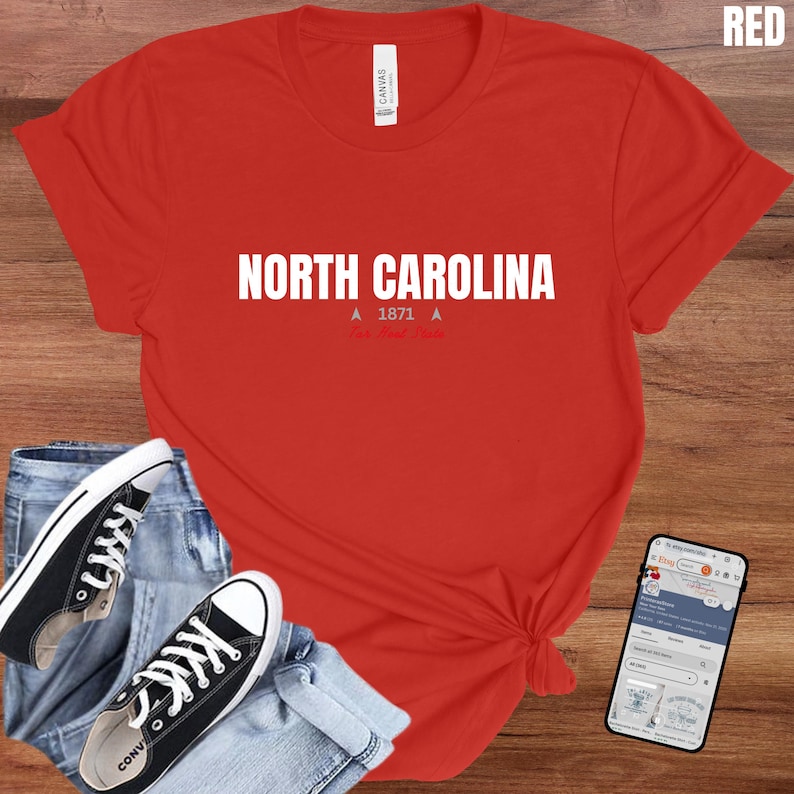 North Carolina T-Shirt : Distressed Fonts, State Pride Tee image 4