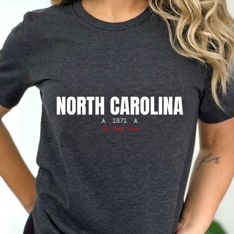 North Carolina T-Shirt : Distressed Fonts, State Pride Tee image 1
