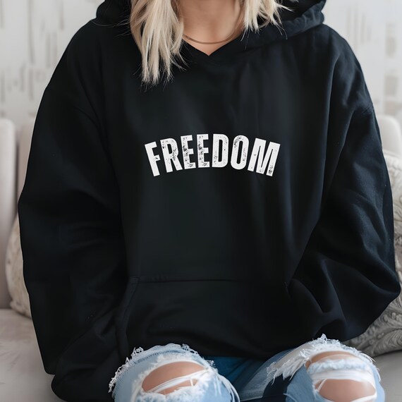 Freedom Sweatshirt : Charlie Kirk Freedom Hoodie, Custom Grunge Fonts, Adding Text Option