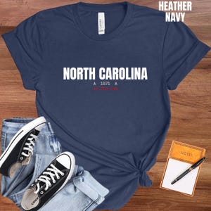 North Carolina T-Shirt : Distressed Fonts, State Pride Tee image 9